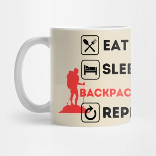 Funny eat sleep backpacking repeat Mug